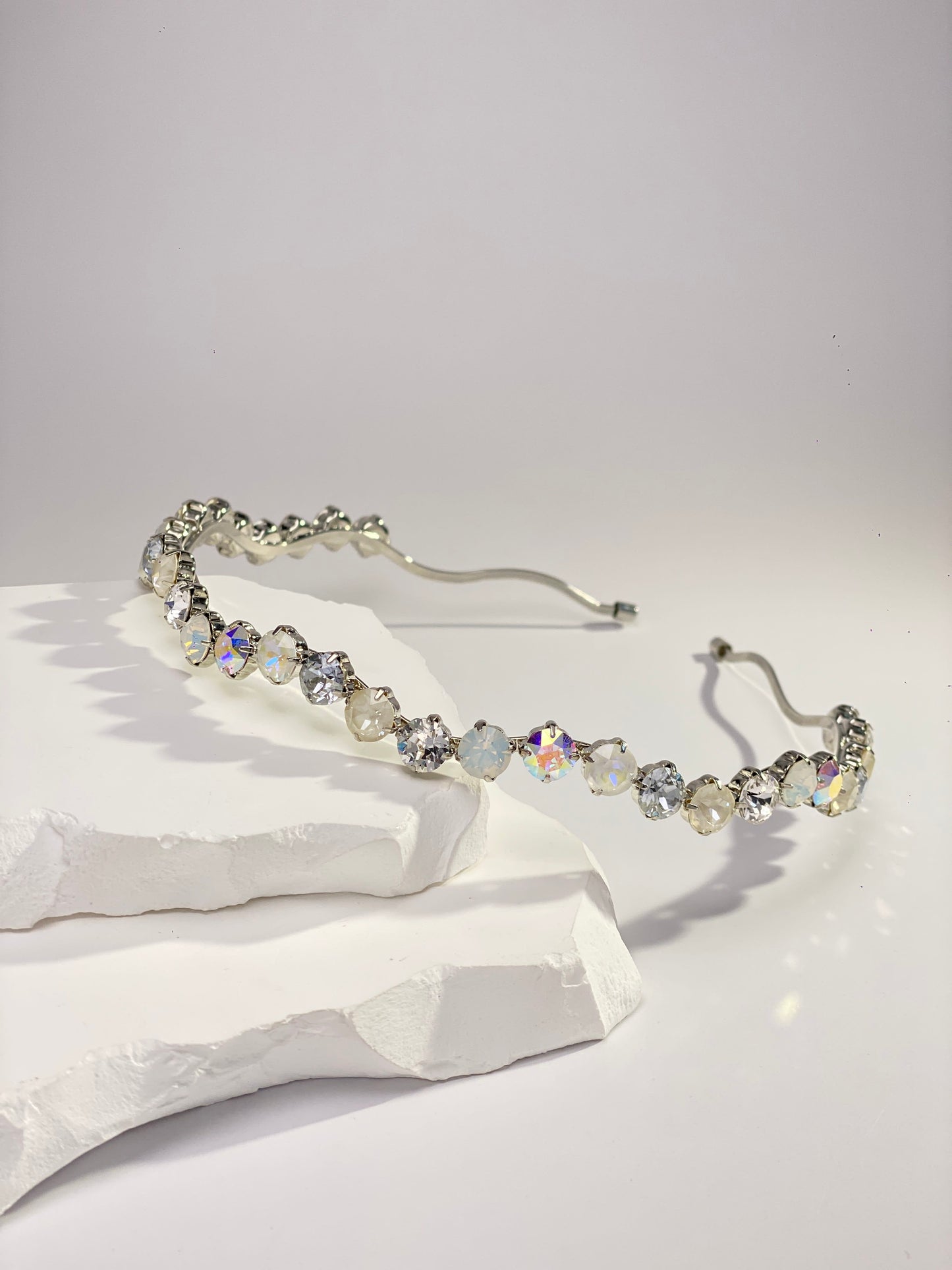 Brass Austrian Crystal White Stone Geometric Minimalist Hair Jewelry Color: White
