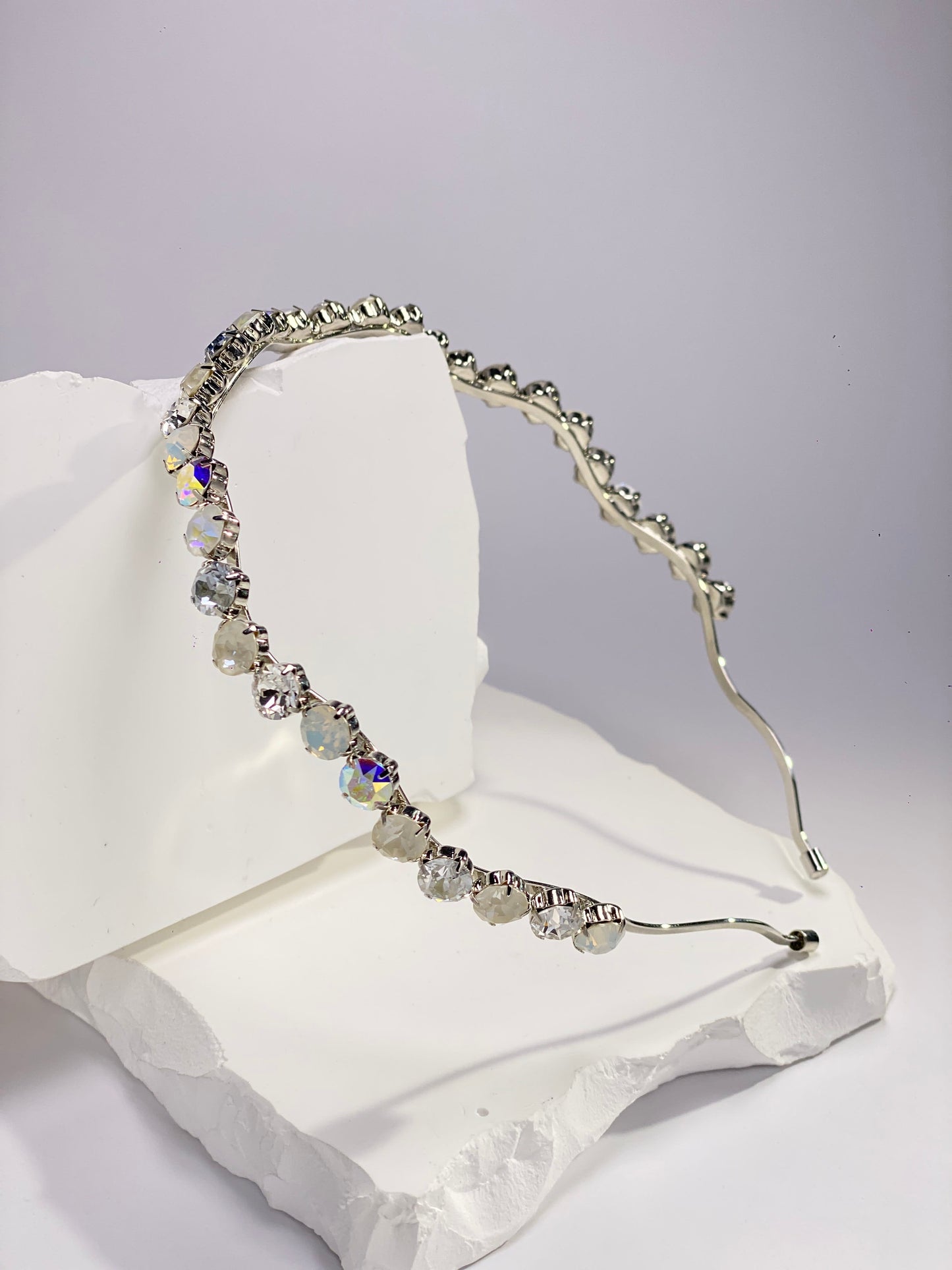 Brass Austrian Crystal White Stone Geometric Minimalist Hair Jewelry Color: White