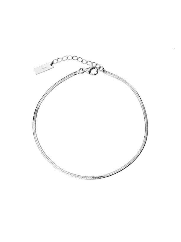 925 Sterling Silver Minimalist Snake Bone Chain Anklet