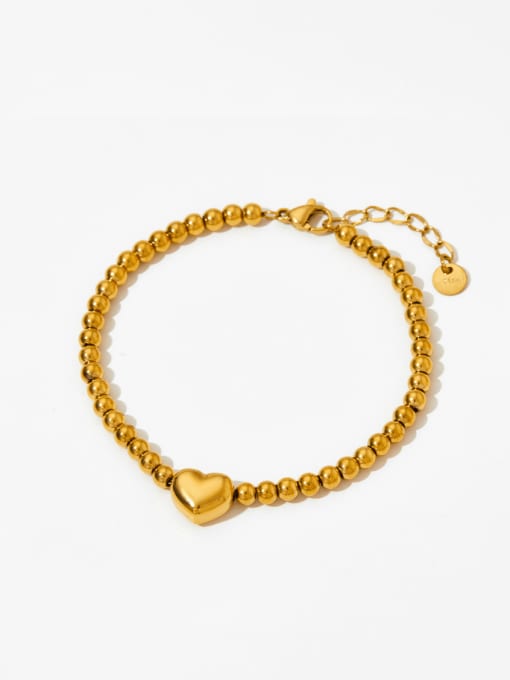 Stainless Steel Hip Hop Round Bead Color: Gold