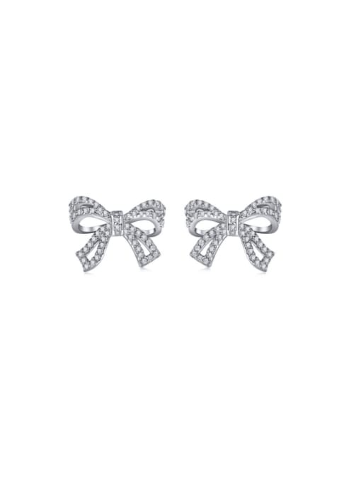 925 Sterling Silver Cubic Zirconia Dainty Bowknot Platinum