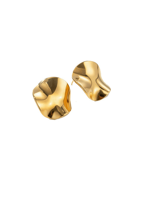 Titanium Steel Geometric Hip Hop Stud Earring 18K Gold