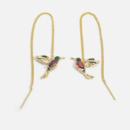 Crystal Hummingbird Tassel Earrings