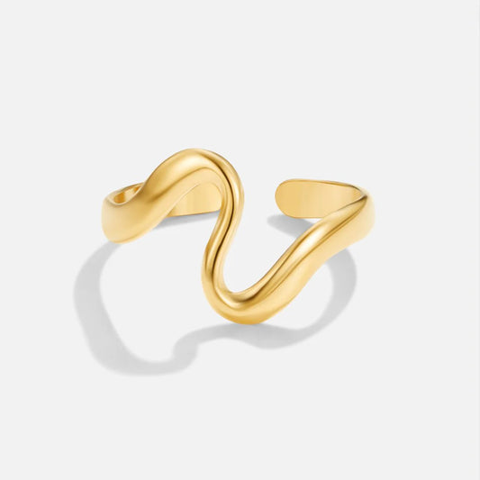 Gold Wave Ring - 18K Gold / Adjustable (Fits US7-9)